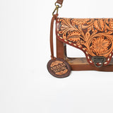 American Darling Hand-Tooled Western Leather Clear Bag – Genuine Floral Carved Crossbody, Vegetable-Tanned Full-Grain Leather