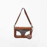 American Darling Hand-Tooled Western Leather Clear Bag – Genuine Floral Carved Crossbody, Vegetable-Tanned Full-Grain Leather