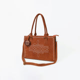 American Darling Western Genuine Suede Leather Tote Bag with Buck Stitching | Handcrafted Everyday Tote - Uhorse