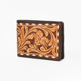 American Darling Hand-Tooled Leather Wallet Hand Bag with Western Buck Stitching and Floral Detailing - Uhorse