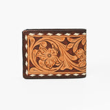 American Darling Hand-Tooled Leather Wallet Hand Bag with Floral Carving Buck Stitching Full-Grain Leather Compartments & Durable Construction