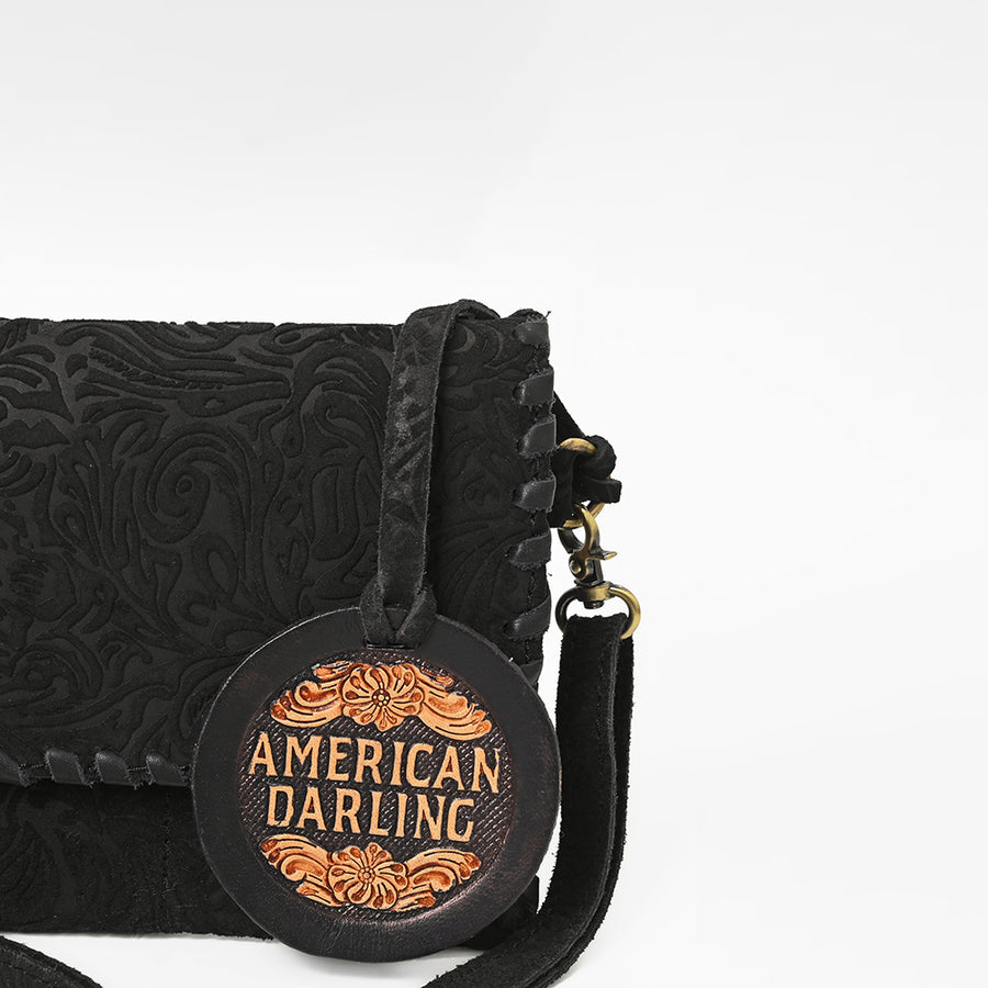 American Darling Western Leather Small Cross Body Bag – Braided Detailing, Premium Genuine Damascus Leather, Compact Everyday Hands-Free Carry Purse