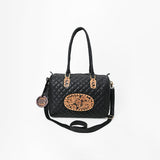 American Darling Western Speedy Bag Handcrafted Quilted & Hand-Tooled Genuine Leather | Floral Carved Accent, Buckstitch & YKK Zipper