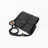 American Darling Western Cross Body Bag Handcrafted from Braided & Tooled Genuine Leather | Floral Carved Accent, Flap Closure & YKK Zipper