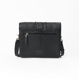 American Darling Western Cross Body Bag Handcrafted from Braided & Tooled Genuine Leather | Floral Carved Accent, Flap Closure & YKK Zipper
