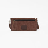 American Darling Western Wallet Handcrafted from Black Genuine Suede Leather | Boot Stitched Design, Studded Trim & YKK Zipper