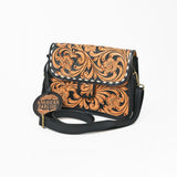 American Darling Western Leather Small Cross body Bag with Hand Tooled Floral Carving - Uhorse