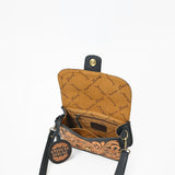 American Darling Small Cross body Bag for Women, Hand Tooled Floral Carved Vegetable-Tanned Full Grain Leather Western Purse