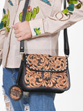 American Darling Small Cross body Bag for Women, Hand Tooled Floral Carved Vegetable-Tanned Full Grain Leather Western Purse