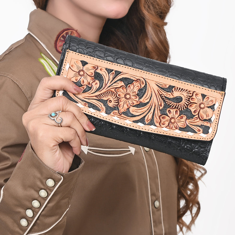 American Darling Wallet Crocodile Embossed Genuine Leather Women Bag Western Handbag Purse| Tote | Travel Bags |College