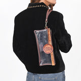 American Darling Wristlet Bag, Hand-Tooled Floral Genuine Leather Western Travel Clutch with YKK Zipper and Wrist Strap
