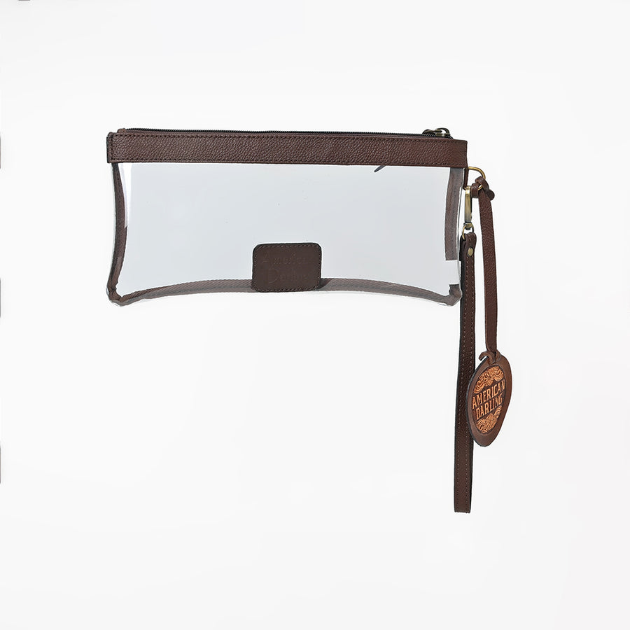 American Darling Wristlet Bag, Hand-Tooled Floral Genuine Leather Western Travel Clutch with YKK Zipper and Wrist Strap