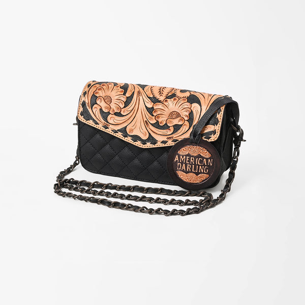 American Darling Hand-Tooled Floral Small Cross body Bag - Quilted Western Leather Purse - Uhorse