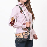 American Darling Small Cross body Bag, Quilted Floral Carved Genuine Leather Western Purse, YKK Zipper