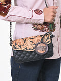 American Darling Small Cross body Bag, Quilted Floral Carved Genuine Leather Western Purse, YKK Zipper