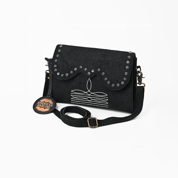 American Darling Small Cross body Bag - Handcrafted Damascus Embossed Western Leather Purse - Uhorse