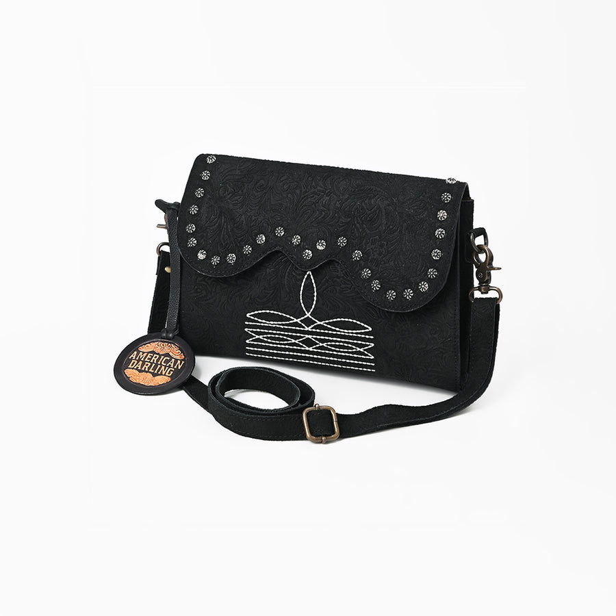 American Darling Small Cross body Bag - Handcrafted Damascus Embossed Western Leather Purse - Uhorse