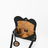 American Darling Small Cross body Bag, Rivets Embossed Damascus Genuine Leather Western Purse with Boot Stitching