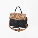 American Darling Hand-Tooled Floral and Quilted Leather Western Messenger Bag - Uhorse