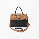 American Darling Hand-Tooled Floral & Quilted Leather Western Messenger Bag