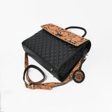 American Darling Hand-Tooled Floral & Quilted Leather Western Messenger Bag