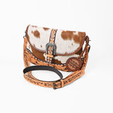 American Darling Hand Tooled Floral and Cowhide Small Cross Body Bag - Uhorse