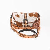 American Darling Small Cross Body Bag Hand Tooled Floral Carved Hair-On Cowhide Genuine Leather Western Purse