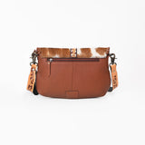 American Darling Small Cross Body Bag Hand Tooled Floral Carved Hair-On Cowhide Genuine Leather Western Purse
