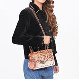 American Darling Cross Body Bag Hand Tooled Floral Carved Buck Stitched Genuine Suede Leather Western Purse