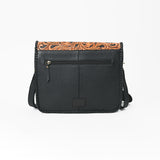 American Darling Women's Genuine Leather Hair-On Cowhide Tooled Leather Flap Crossbody Shoulder Bag