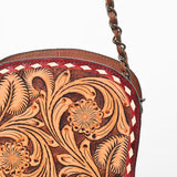 American Darling Cross body Bag Western Hand-Tooled Floral Shoe Shape Genuine Leather Purse with Buck Stitching