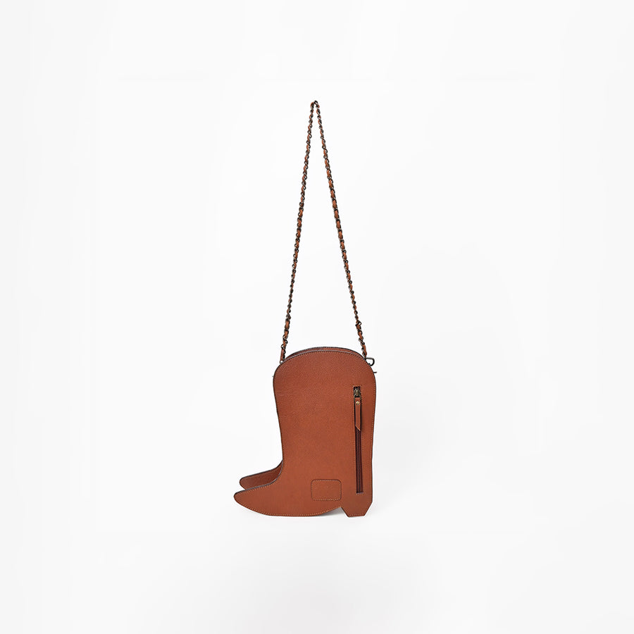 American Darling Cross body Bag Western Hand-Tooled Floral Shoe Shape Genuine Leather Purse with Buck Stitching