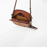 American Darling Cross body Bag Western Hand-Tooled Floral Shoe Shape Genuine Leather Purse with Buck Stitching