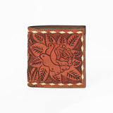 Hilason Western Rose Floral Bifold Men Women Genuine American Leather Wallet