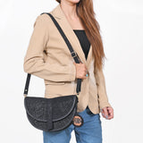 American Darling Women's Genuine Leather  Saddle Crossbody Shoulder Bag