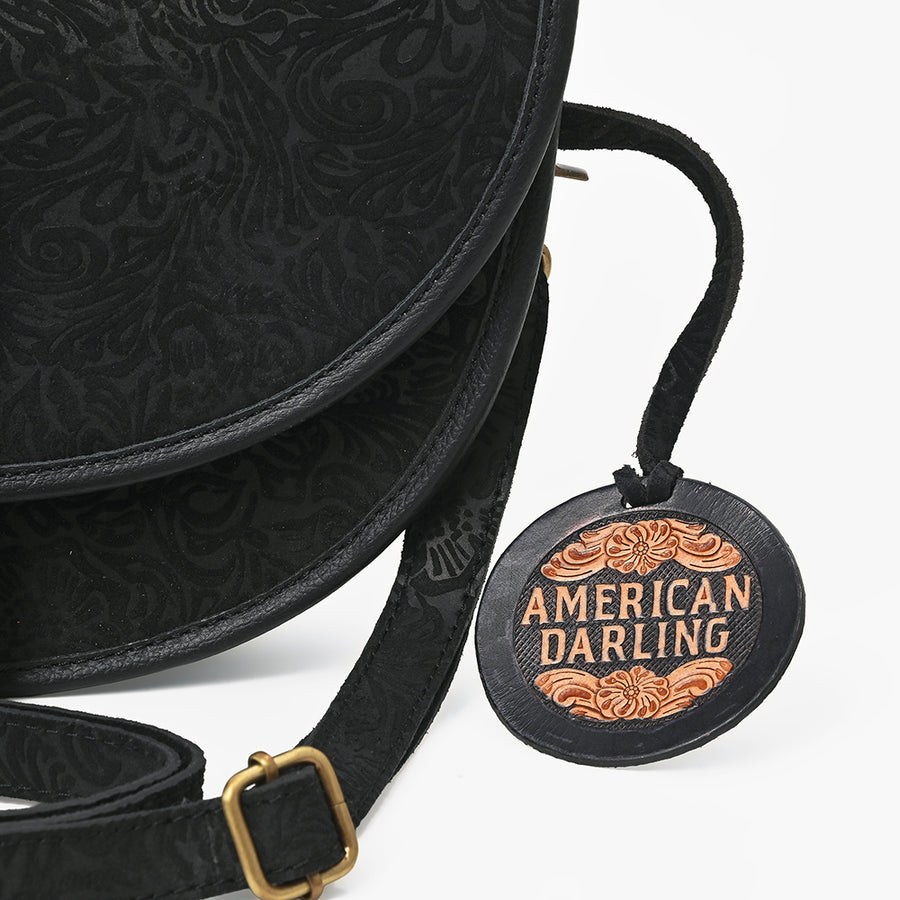 American Darling Women's Genuine Leather  Saddle Crossbody Shoulder Bag