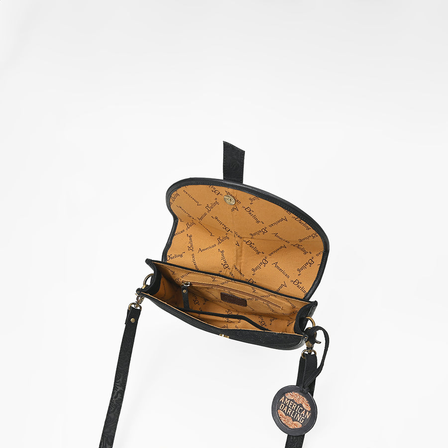 American Darling Women's Genuine Leather  Saddle Crossbody Shoulder Bag