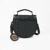 American Darling Women's Genuine Leather Hair-On Cowhide Tooled Leather Mini Crossbody