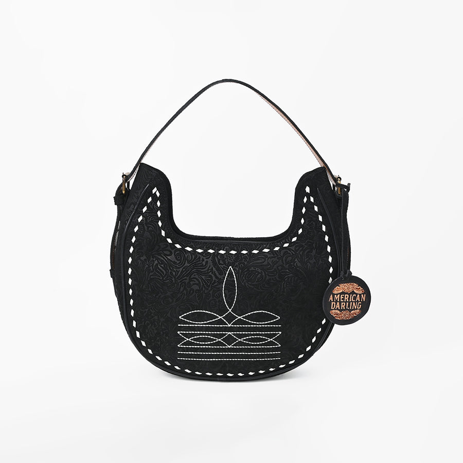 American Darling Women's Genuine Leather Black Embroidered Western  Shoulder Bag