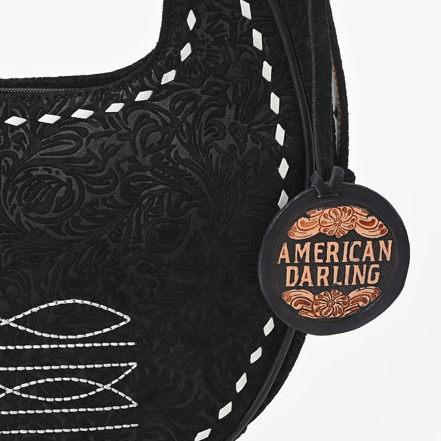 American Darling Women's Genuine Leather Black Embroidered Western  Shoulder Bag