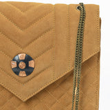 American Darling Western Suede Crossbody Bag for Women – Quilted Tan Leather Purse with Chain Strap