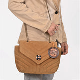 American Darling Western Suede Crossbody Bag for Women – Quilted Tan Leather Purse with Chain Strap