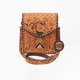 American Darling Western CrossBody Bag Genuine Leather Hand-Tooled Floral Design Purse