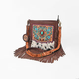 American Darling Western CrossBody Bag Genuine Leather Hand-Tooled Floral Design Purse