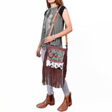 American Darling Western CrossBody Bag Genuine Leather Hand-Tooled Floral Design Purse