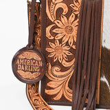 American Darling Briefcase Hand Tooled Hair On Genuine Leather Western Women Bag Handbag | for Cute Laptop