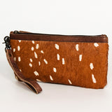 American Darling Wristlet Bag Handcrafted from Floral Embossed Damascus Genuine Leather with YKK Zipper and Wrist Strap