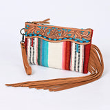 American Darling Wristlet Bag Handcrafted from Floral Embossed Damascus Genuine Leather with YKK Zipper and Wrist Strap