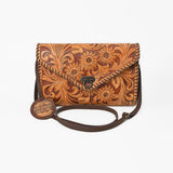 American Darling Envelope Bag Handcrafted from Hand Tooled Floral Carved Genuine Leather with YKK Zipper and Large Capacity