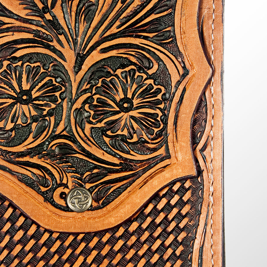 American Darling Hand Tooled Leather Belt Pouch – Western Floral Carved Phone Holster Case